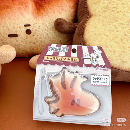 Snoopy史努比｜Peanuts Die-cut Sticky Notes / Bread可爱角色软软面包手感脸型便签本｜40枚入