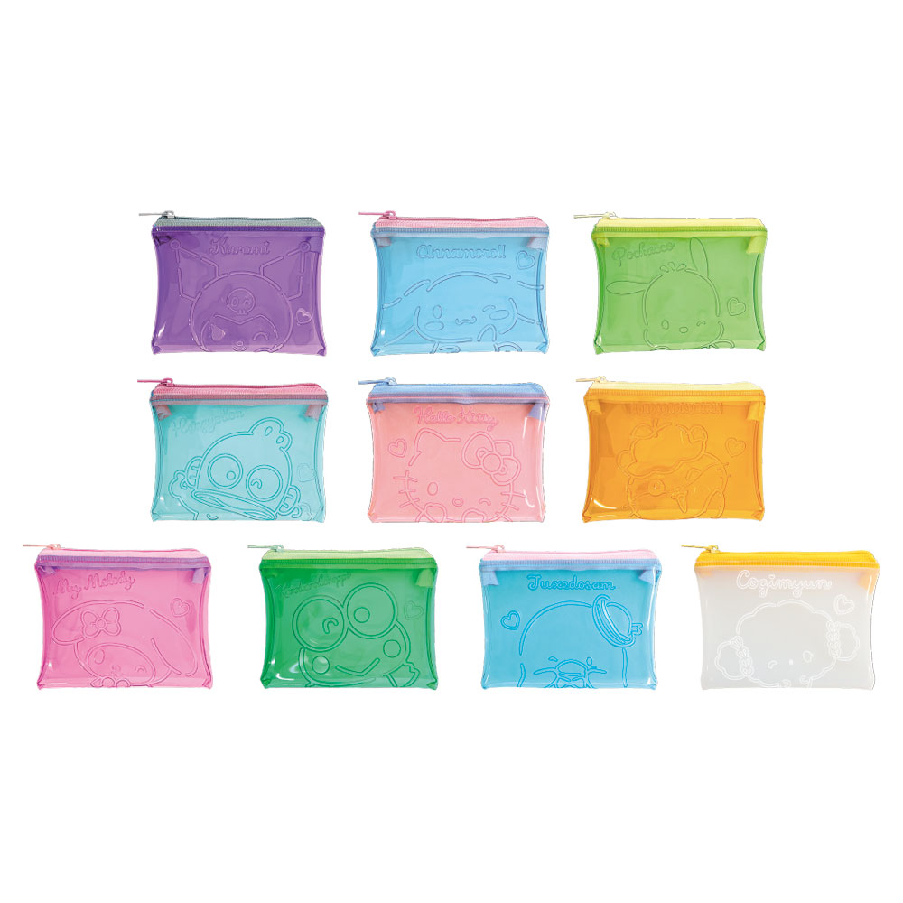 Sanrio｜Characters Trading Emboss Clear Pouch Cute Wink mystery bag/blind box/All 10 types｜1pcs