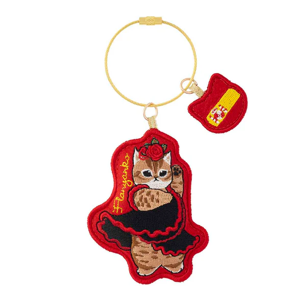 Mofusand｜Mofumofu Journey Cat Flamenco Flanyanko Embroidery Keychain｜ 90×70×18mm approx.