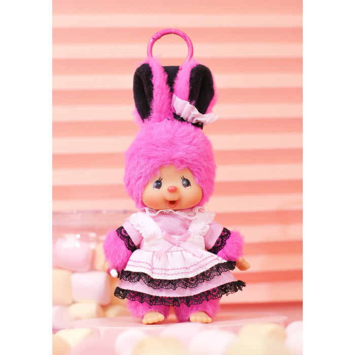 Monchhichi｜Sekiguchi lace DRESS Mascot Holder /Plush Keychain｜H14cmapprox.