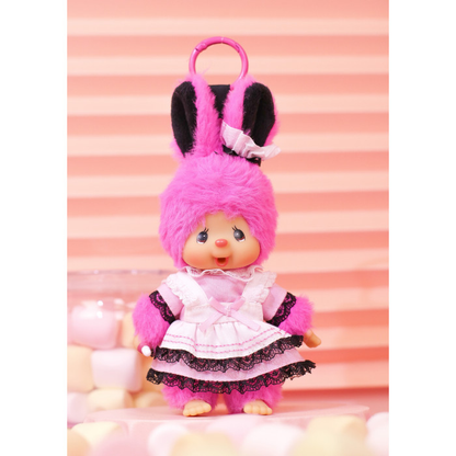Monchhichi｜Sekiguchi lace DRESS Mascot Holder /Plush Keychain｜H14cmapprox.