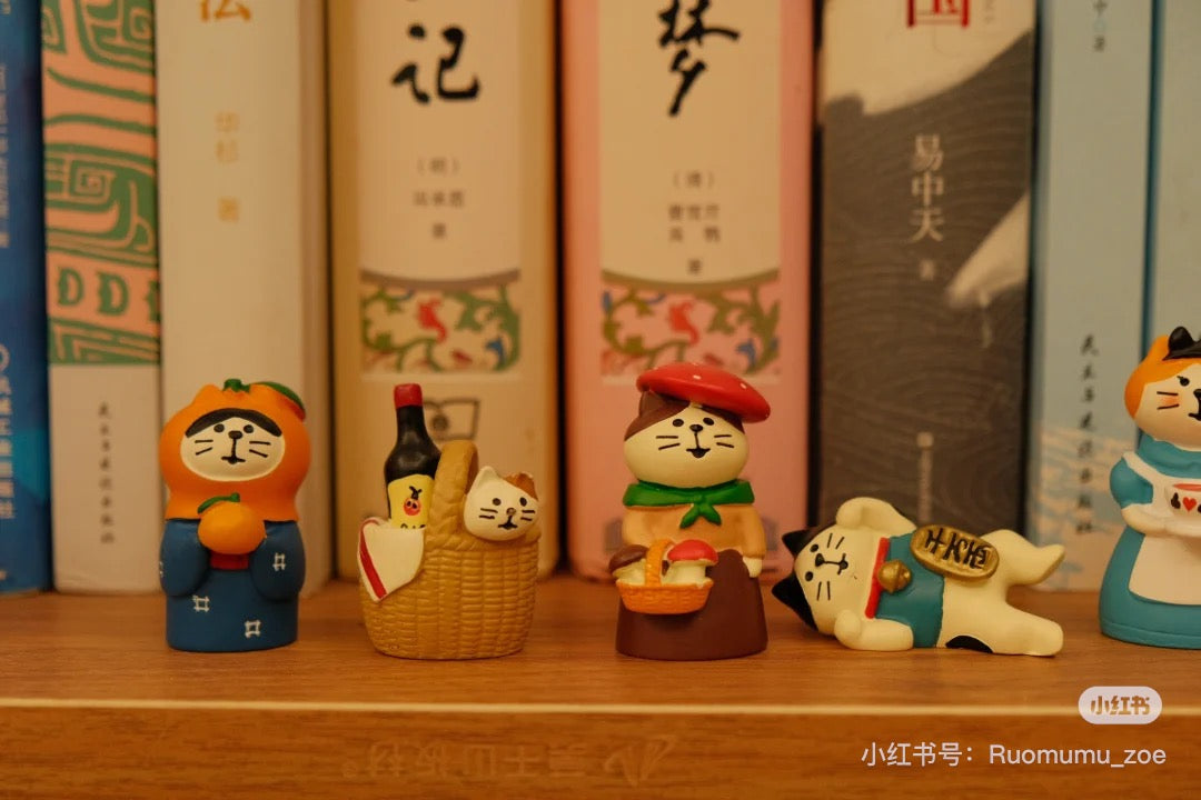 concombre｜DECOLE FUKU福MONO 新年招财猫系列躺赢千万两猫咪树脂装饰摆件｜约5.2×2.7×2.9cm