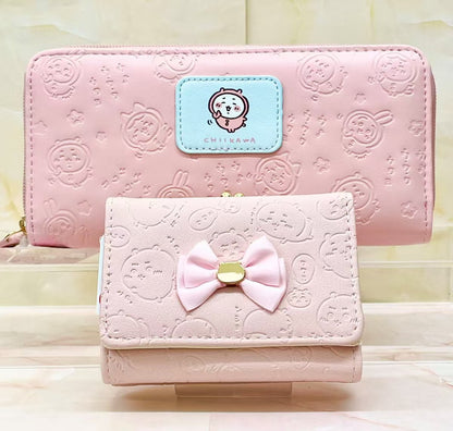 Chiikawa｜Wallet with button closure and satin ribbon/Trifold Walle｜77×106×30mm approx.