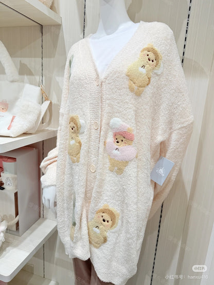 Disney迪士尼｜Winnie the Pooh Fruit Latte Color White Pooh东迪冬日限定水果拿铁色睡衣睡帽斗篷噗噗维尼软糯开衫家居服/睡衣｜M码