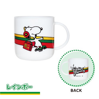 Snoopy史努比｜Peanuts glass mug /Friends Happy Puppy Rainbow快乐朋友彩虹大容量马克杯/水杯/咖啡杯/奶白玻璃质感｜440ml