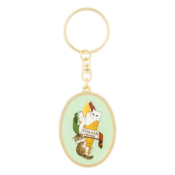 Mofusand｜mofumofu journey Oval Metal Keychain/Keyring｜H105 x W38 x D3mm approx.