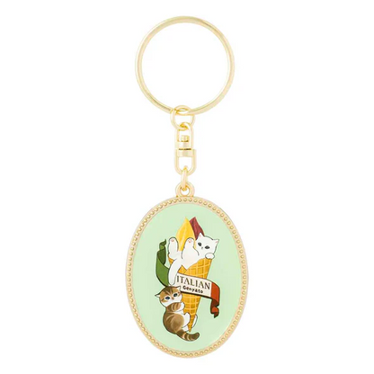 Mofusand｜mofumofu journey Oval Metal Keychain/Keyring｜H105 x W38 x D3mm approx.