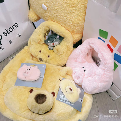 Disney SH｜萌动秋日毛茸茸大脸手提包/软绵绵超好摸