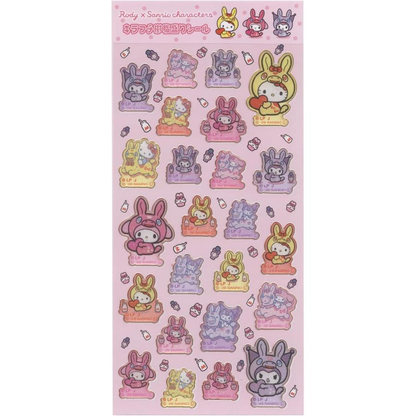 Sanrio｜Kirafuchi Resin Stickers Rody x Sanrio Characters Mix｜19.5cm x 9cm approx.