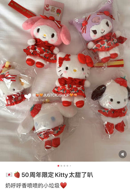 【limit 1】Sanrio｜Ichigo Shimbun 50th Anniversary Mascot Holder /Plush Keychain｜13×6×10.5cm approx.