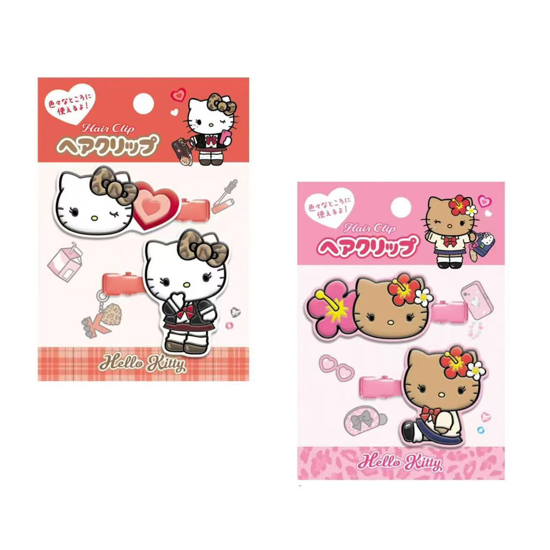 Sanrio｜Hello Kitty Tokimeki Heisei Kogal After School Girls Hair Clip Set｜40×50mm approx.