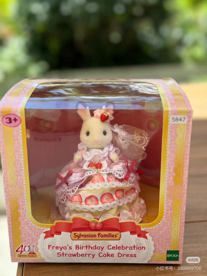 SylvanianFamilies｜Happy Birthday Flare Strawberry Cake Dress-Chocolate Rabbit