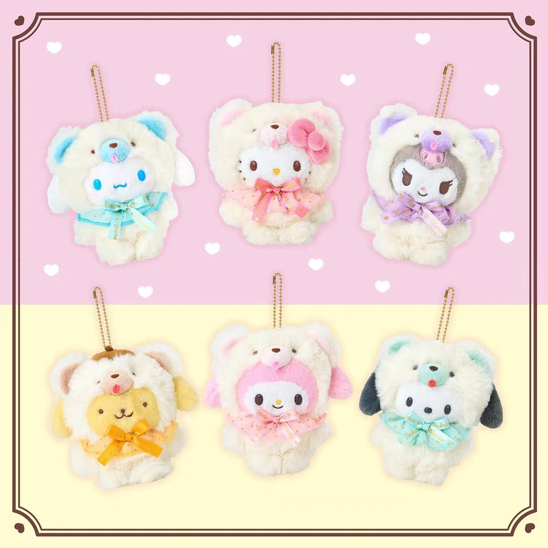 Sanrio｜Fluffy Doll Mascot Holder /Plush Keychain｜12×8×13cm approx.