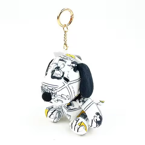 Snoopy史努比｜PEANUTS 75th Comic keychain75周年限定漫画风格坐姿毛绒玩偶挂件/包挂｜约幅12cm/奥行9cm/高さ12cm