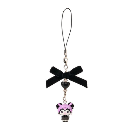 Sanrio｜Monochrome Fashion Series All Black Kuromi Mode Mobile Strap｜5.5×2×8cm approx.