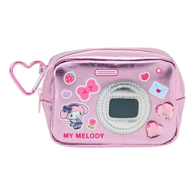 Sanrio｜Academy Sparkling Journey Camera-Style Metallic Pouch with Carabiner｜9.5×6.5cm approx.