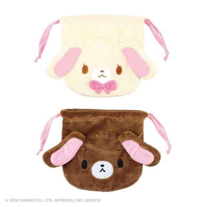 Sanrio｜Sugarbunnies Face Plush Drawstring Bag｜164×160mm approx.