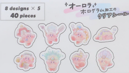 Kirby星之卡比｜ Aurora Hologram Clear Sticker Pack - Kirby可爱造型极光全息透明薄片贴纸套装｜40枚入