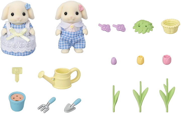 SylvanianFamilies森贝儿家族｜Blossom Gardening Set - Flora Rabbit Brother &amp; Sister芙罗拉兔家族/垂耳兔花卉园艺套组5736