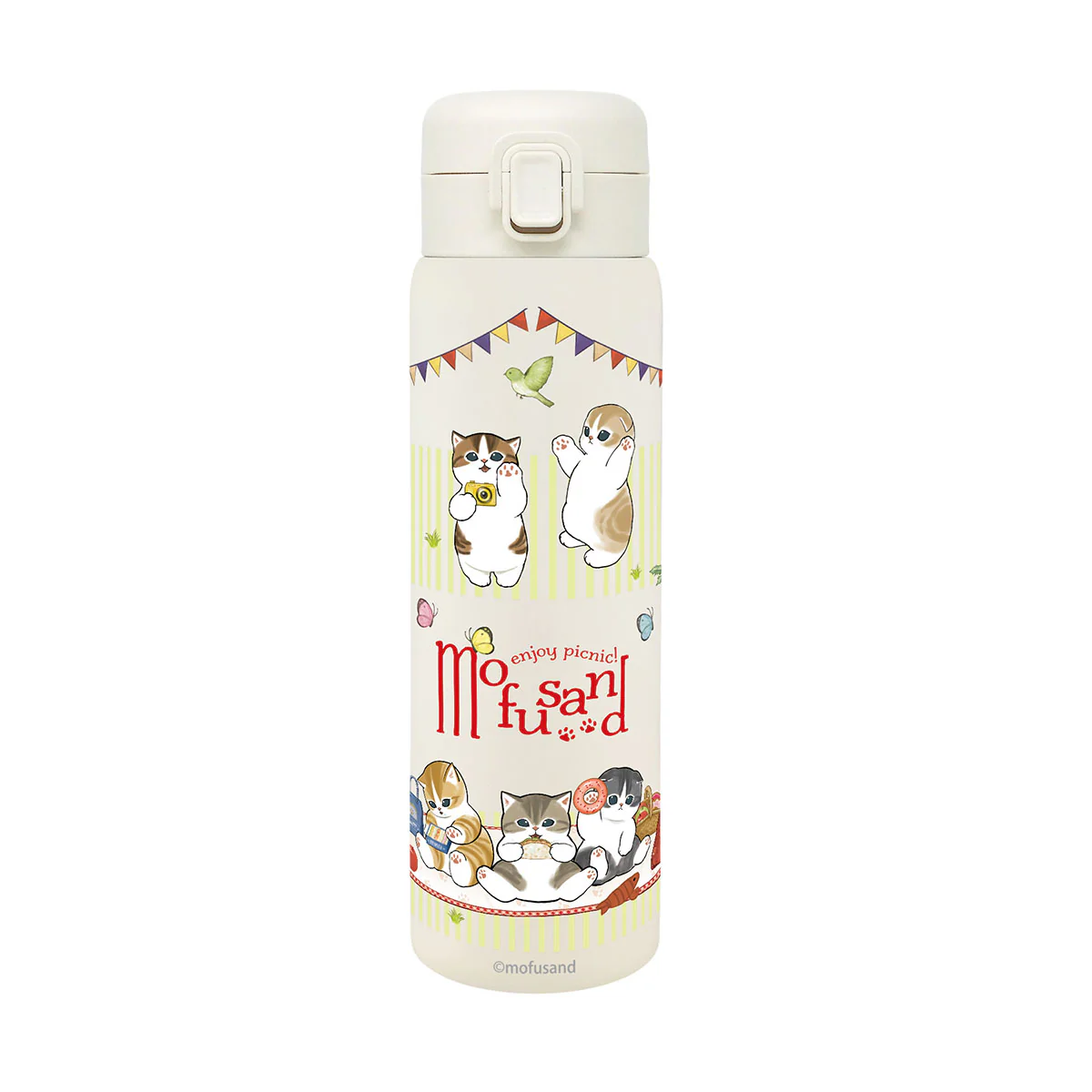 Mofusand｜ Stainless Steel One Push Bottle - Cat Enjoy Picnic｜480ml