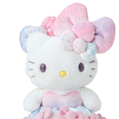 HelloKitty凯蒂猫｜Birthday 50th The Fashionable Ribbons Sanrio 50周年生日限定丝绒彩虹渐变蝴蝶结毛绒玩偶/公仔｜约幅22×奥行15×高さ28cm