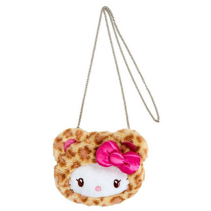 Sanrio三丽鸥｜ Original Face-shaped 2way Pochette / Leopard Bear豹纹熊系列脸型毛绒链条斜挎包｜约19×6×15cm
