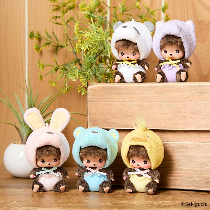 Monchhichi|Animal Bebichhichi SS Big Face Mascot Holder /Plush Keychain|H10.5 x W6.5 x D7cm approx.