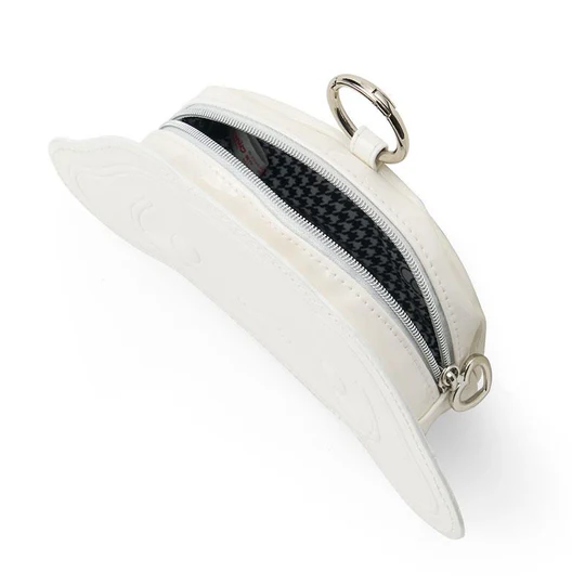 Sanrio三丽鸥｜ Face-shaped Pouch Monotone黑白印象千鸟格系列可爱角色爱心拉链脸型皮质感零钱包挂件/包挂/里面也有可爱图案｜约14.5×4×12.7cm