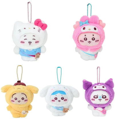Sanrio｜Chiikawa X Sanrio Characters  Mascot Holder /Plush Keychain｜8 x 14.5 x6cm approx.