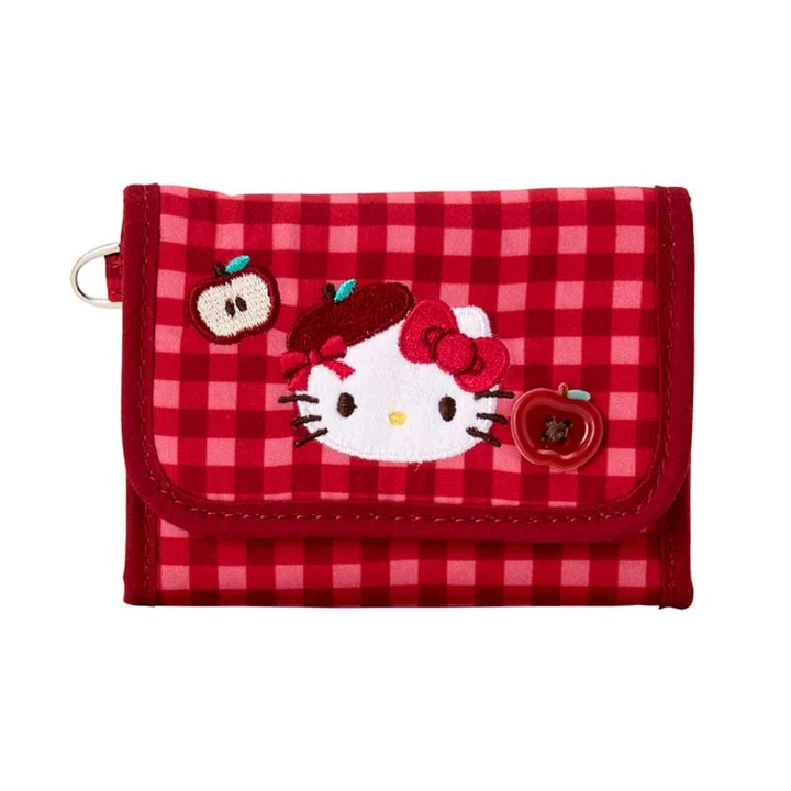 Sanrio｜Autumn Apple Gingham Red Trifold Wallet｜11×2×8cm approx.