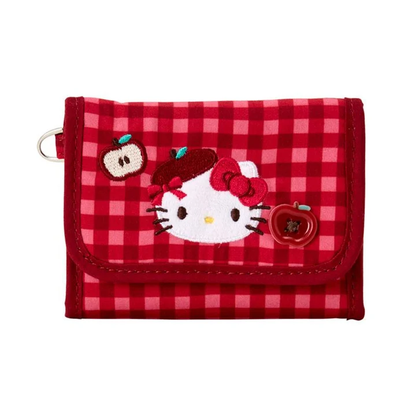 Sanrio｜Autumn Apple Gingham Red Trifold Wallet｜11×2×8cm approx.