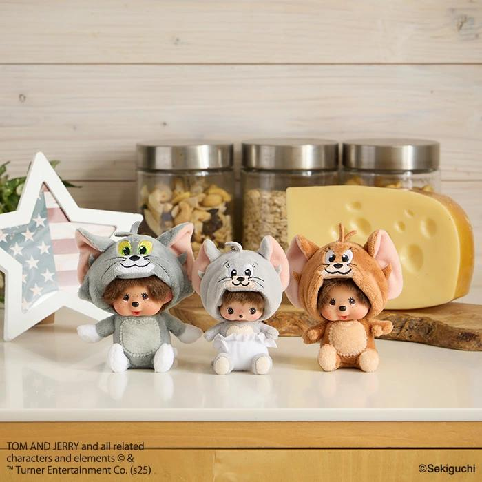 Monchhichi｜Tom &amp; Jerry x Monchhichi Tuffy Bebichhichi Big Face SS Mascot Holder /Plush Keychain｜H11 x W9 x D6.5cm approx.