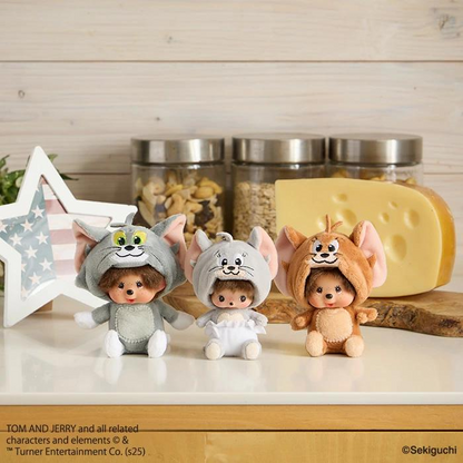 Monchhichi｜Tom &amp; Jerry x Monchhichi Tuffy Bebichhichi Big Face SS Mascot Holder /Plush Keychain｜H11 x W9 x D6.5cm approx.