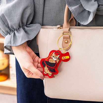 Mofusand｜Mofumofu Journey Cat Flamenco Flanyanko Embroidery Keychain｜ 90×70×18mm approx.