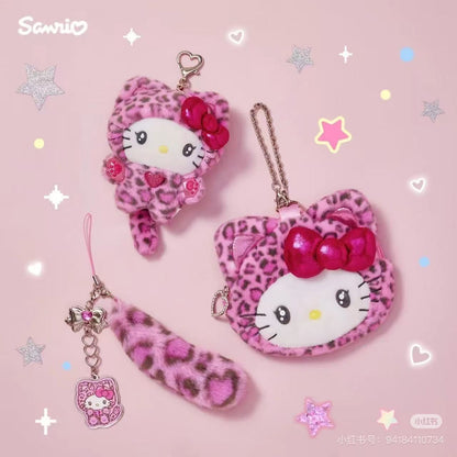 Sanrio｜Leopard Gal Cat Face-shaped Pouch Bag｜13×2×11cm approx.