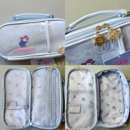 Nintendo｜Super Mario Brothers Round Zipper Pen Pouch Pencil Case｜200×120×50mm approx.