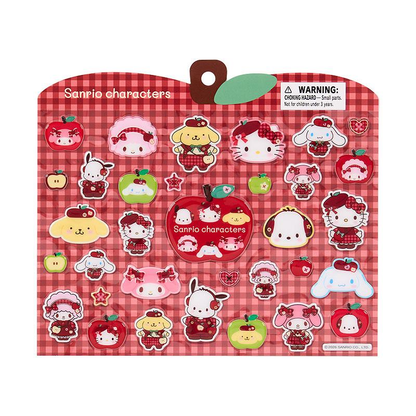 Sanrio｜Autumn Apple Characters Gingham Red puff Stickers｜20.5×0.2×17.5cm approx.