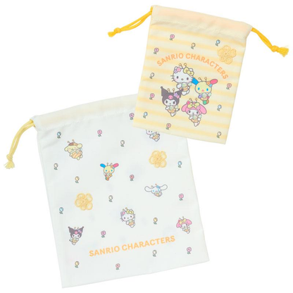Sanrio｜Flower-Loving Hachi  Drawstring Pouch Set of 2
