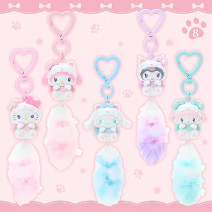 Sanrio｜Milky Kitten Dangling Tail Mascot Strap /Plush Keychain｜3.5×2.5×10.5cm approx.