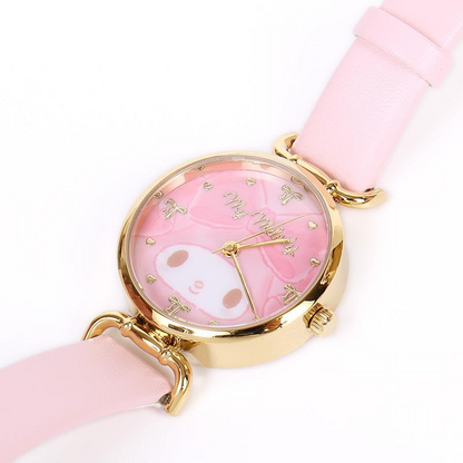 Sanrio三丽鸥｜My Melody Birthday 50th Anniversary Princess Ribbon Watch美乐蒂50周年生日粉桃甜心系列粉色表盘/金色指针手表｜约幅3×奥行0.8×高さ2.8cm