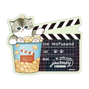 Mofusand｜Mofumofu Journey Cat Glitter Hologram Sticker-Popcorn Movie｜94×115.7mm approx.