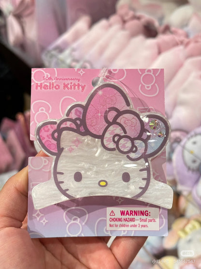 HelloKitty凯蒂猫｜Vance Clip Hair Birthday 50th The Fashionable Ribbons Sanrio50周年生日限定彩虹渐变水钻蝴蝶结珍珠贝母亚克力抓夹/发夹｜约 W8.2×D4×H7.3cm