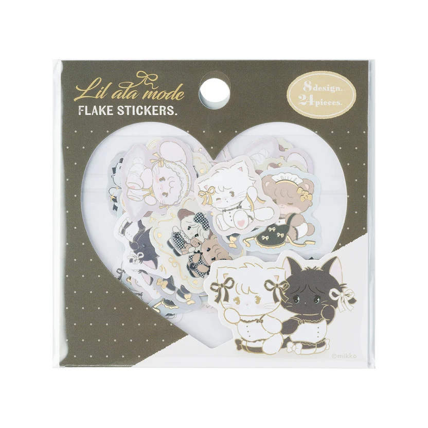 mikko illustrations｜Lil ala mode French Girly series flake stickers｜H30 x W30mm approx.