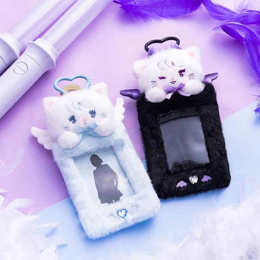 mikko illustrations｜Lil ala mode Devil &amp; Angel Mousse Fluffy Plush Trading Card Case｜H180 x W130 x D35mm approx.