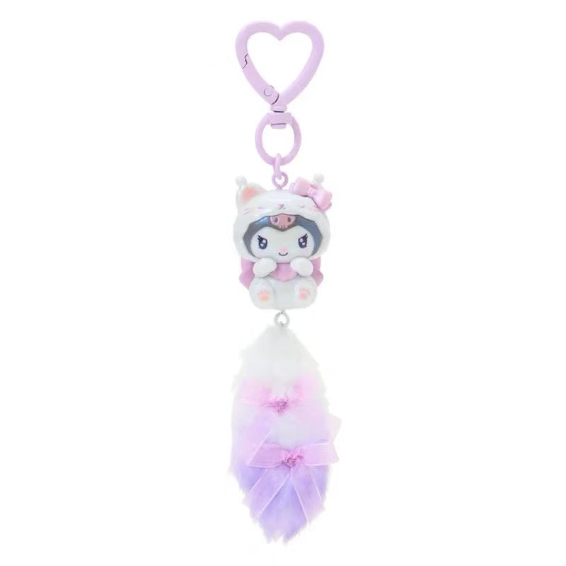 Sanrio｜Milky Kitten Dangling Tail Mascot Strap /Plush Keychain｜3.5×2.5×10.5cm approx.