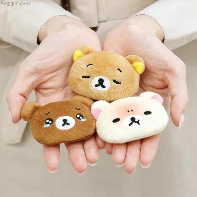Rilakkuma轻松熊｜San-X Plush Badge 可爱角色毛绒熊头徽章别针｜约40×60×15mm