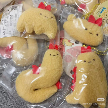 Sumikko gurashi｜What if Evolved Ebifurai no Shippo Fried Shrimp Tail Plush Badge With Ball Chain｜80×60×25mm approx.