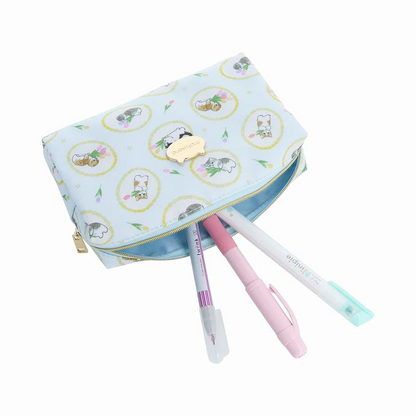 Mofusand｜Pen Pouch - Cat / Light Blue｜H100 x W170 x D45mm approx.
