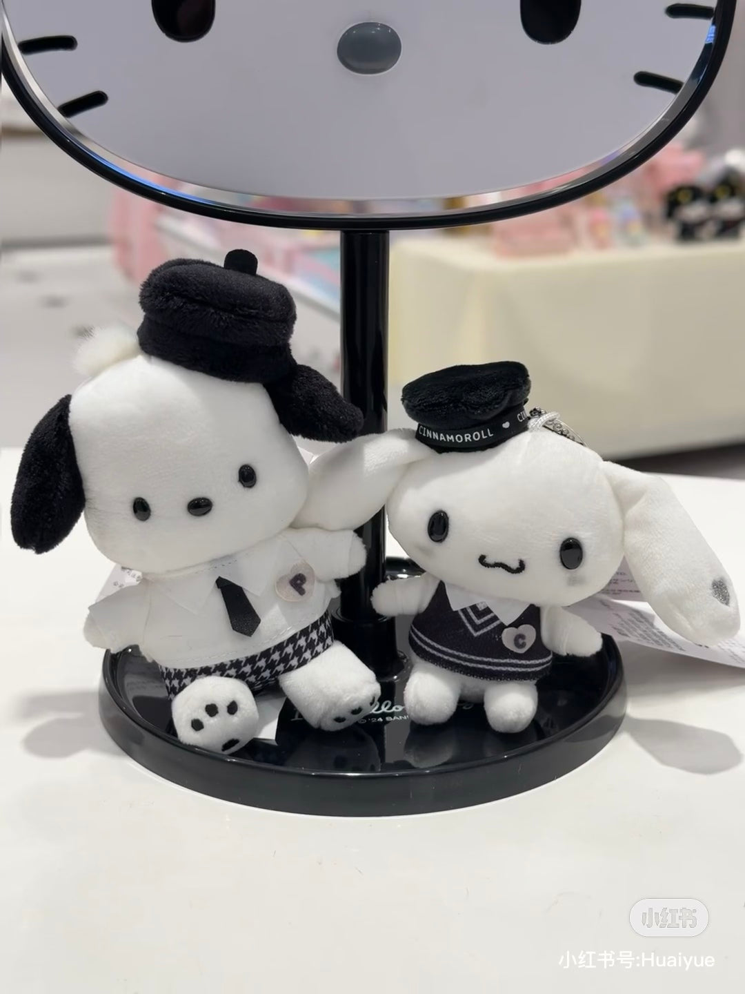 Sanrio三丽鸥｜Mascot Holder Monotone黑白印象千鸟格系列可爱角色毛绒玩偶挂件/包挂｜约7.5×5×11cm