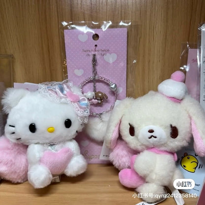 Sanrio三丽鸥｜ Mascot Holder / Fluffy Heart毛茸茸爱心系列平成复古可爱角色玩偶挂件/包挂｜约11×6×13cm